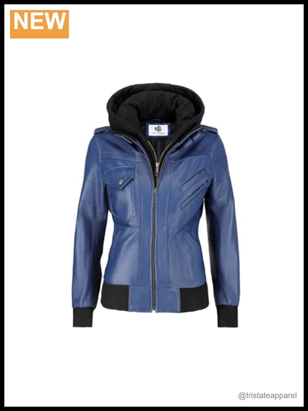 Genuine Sheepskin Leather Bomber Jacket Removable Hood YKK Zipper
